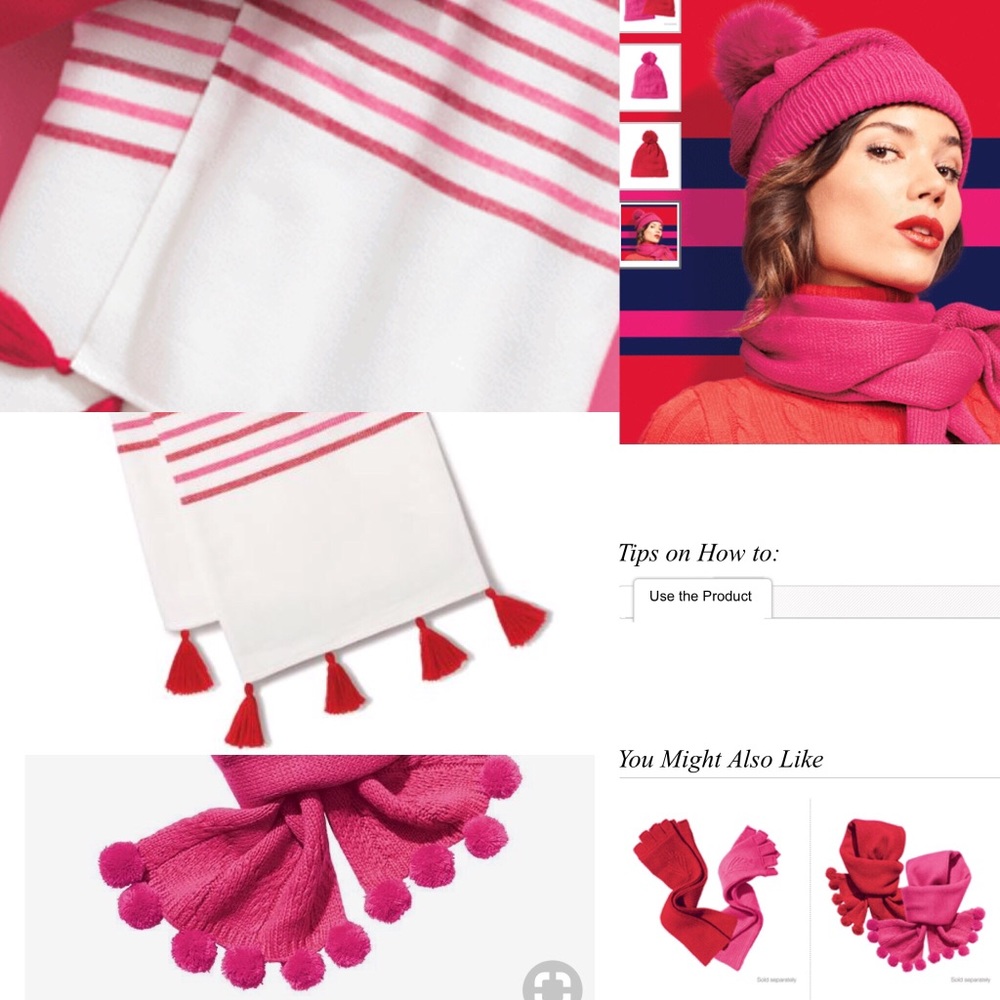 Joyful knit glove scarf hat set & Holiday throw